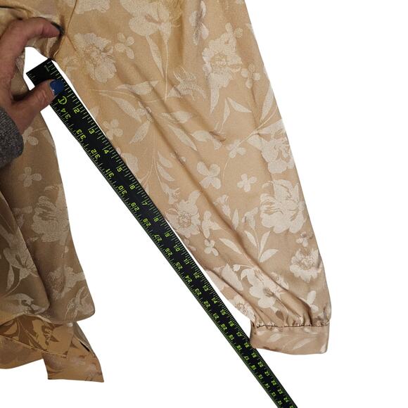 Calvin Klein NWT PXL Gold Floral Large Prints Tie Neck Bow Blouse. Career. Sexy - Picture 7 of 15